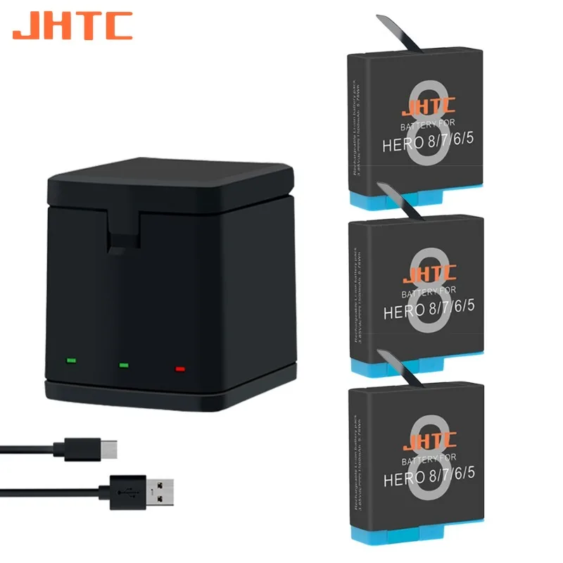 

JHTC for Gopro Hero 8 7 6 5 Black Battery Charger 1500mah for Hero8 Hero7 Hero6 Hero5 Black Batteries Sports Camera Accessories