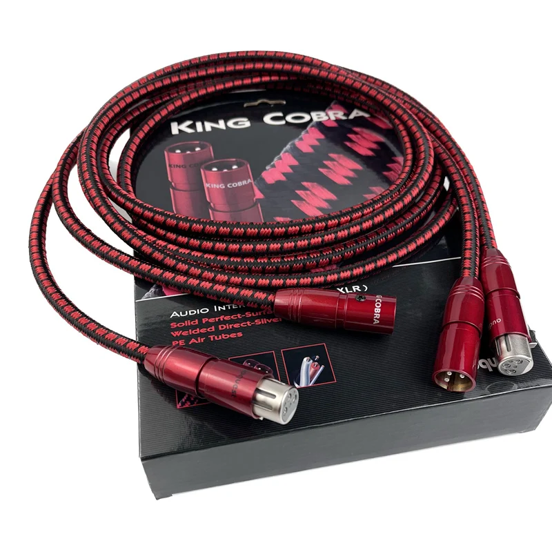 

Pair King Cobra HiFi Audio Interconnect Line PSC Copper RCA To XLR Female & Male Balanced Cable with Box