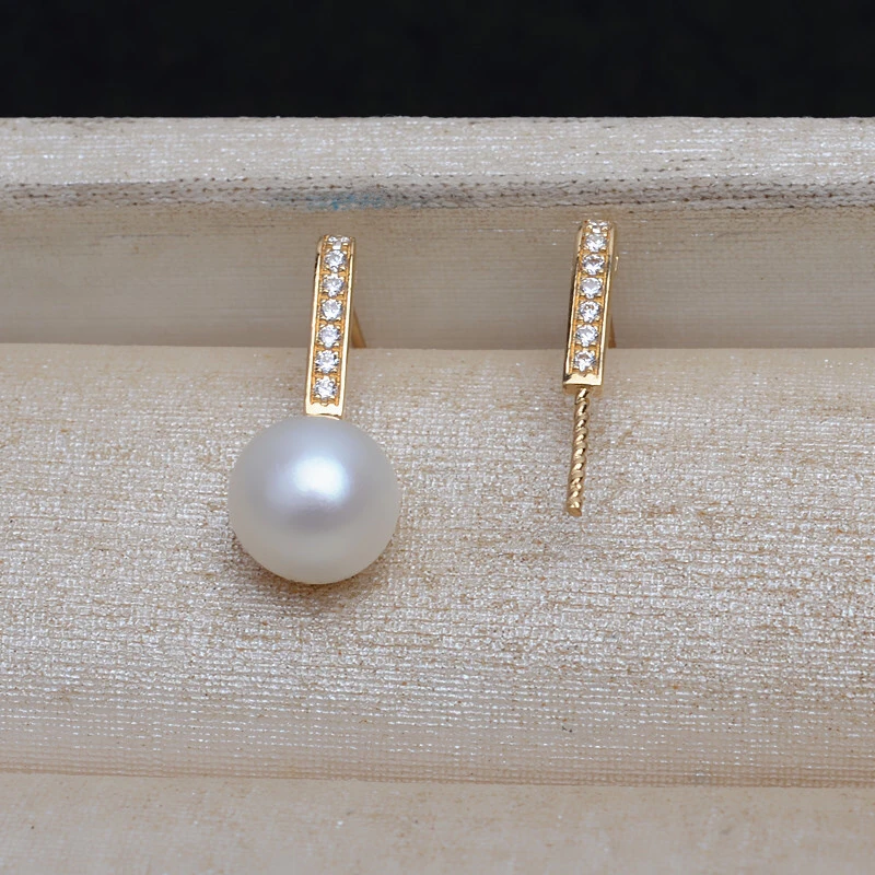 

New Style 18K Yellow Gold AU750 Earrings Mountings Findings Mounts Base Jewelry Settings Accessories Part for Pearls Jade