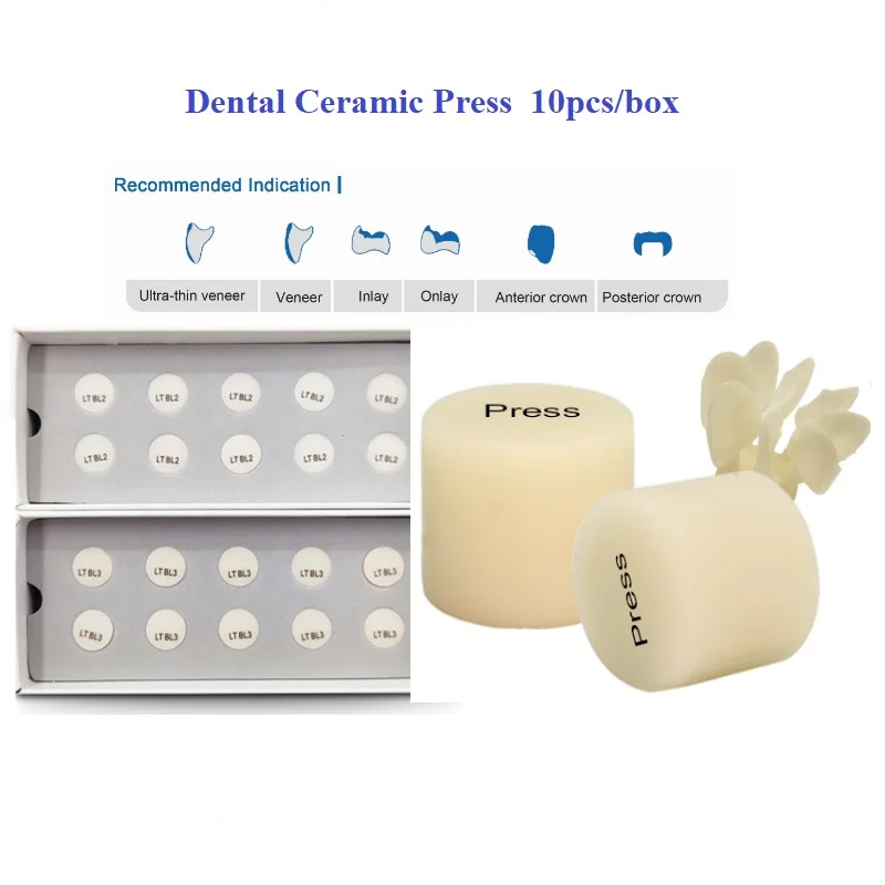 10PCS CAD/CAM Dental Glass Ceramic Blocks Bending Strength Veneer Inlay Dental Press Disilicate Lithium Dental Ceramic Press
10PCS CAD/CAM Dental Glass Ceramic Blocks Bending Strength Veneer Inlay Dental Press Disilicate Lithium Dental Ceramic Press