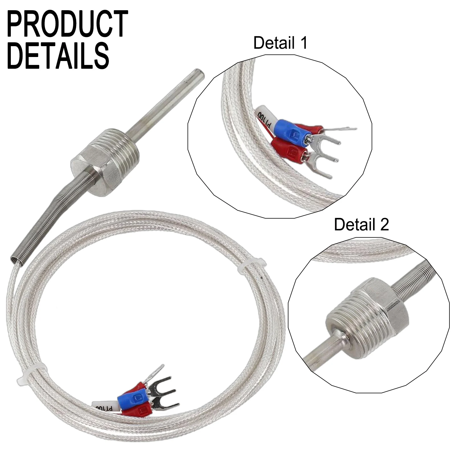 MR2170 1/2 50 Pt100 Probe Sensor 50mm Length Waterproof Stainless Steel 304 Material Terminal Contact 3EA Insulation Wire
MR2170 1/2 50 Pt100 Probe Sensor 50mm Length Waterproof Stainless Steel 304 Material Terminal Contact 3EA Insulation Wire