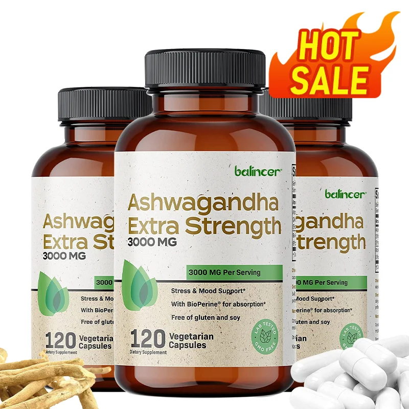 

Vegan Ashwagandha Extract Capsules for Stress Relief, Improved Sleep, Brain Health, Muscle Growth & Strength, Immune Supplement