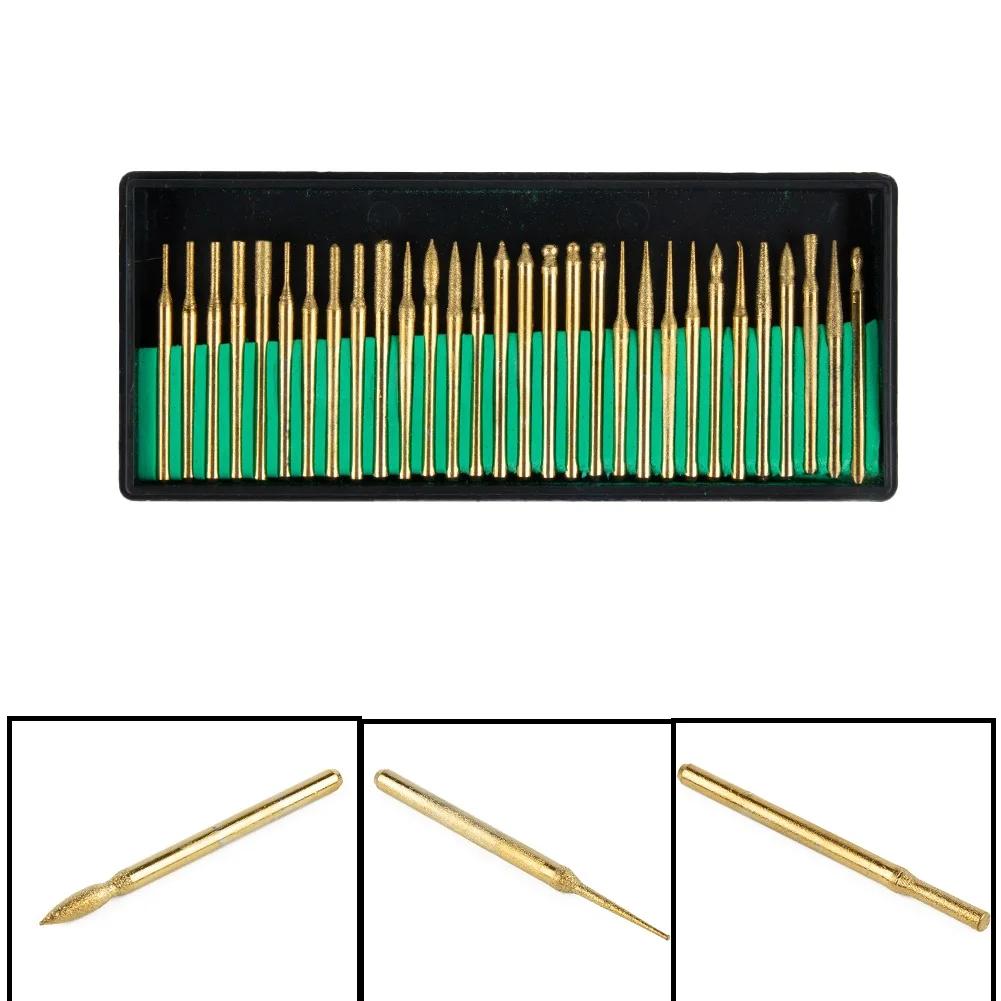Efficient and Durable Titanium Diamond Burr, 30 Piece Set, Engraving Tiles, Glass, Wood, Rotary Tool Drill Bit
Efficient and Durable Titanium Diamond Burr, 30 Piece Set, Engraving Tiles, Glass, Wood, Rotary Tool Drill Bit