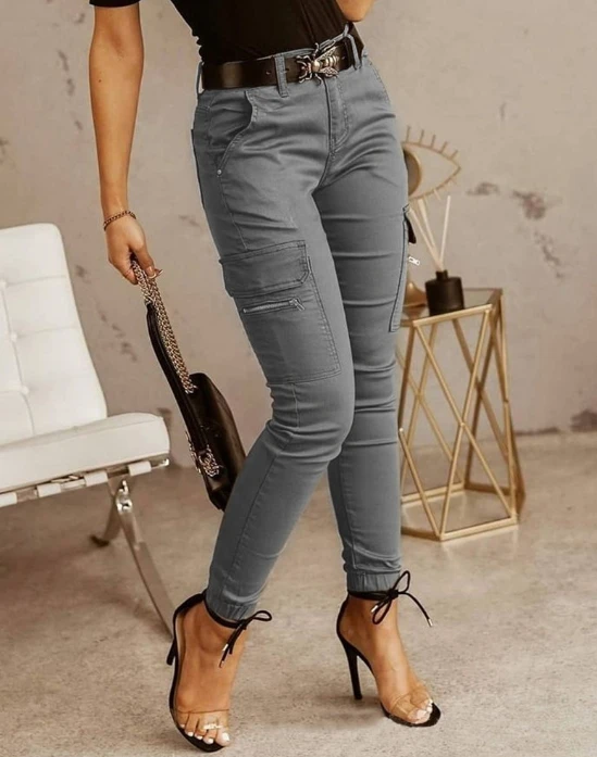 

Women's Pants 2024 Spring Fashion Low Waisted Button Pocket Design Casual Solid Color Daily Cuffed Cargo Pants Y2K Streetwear