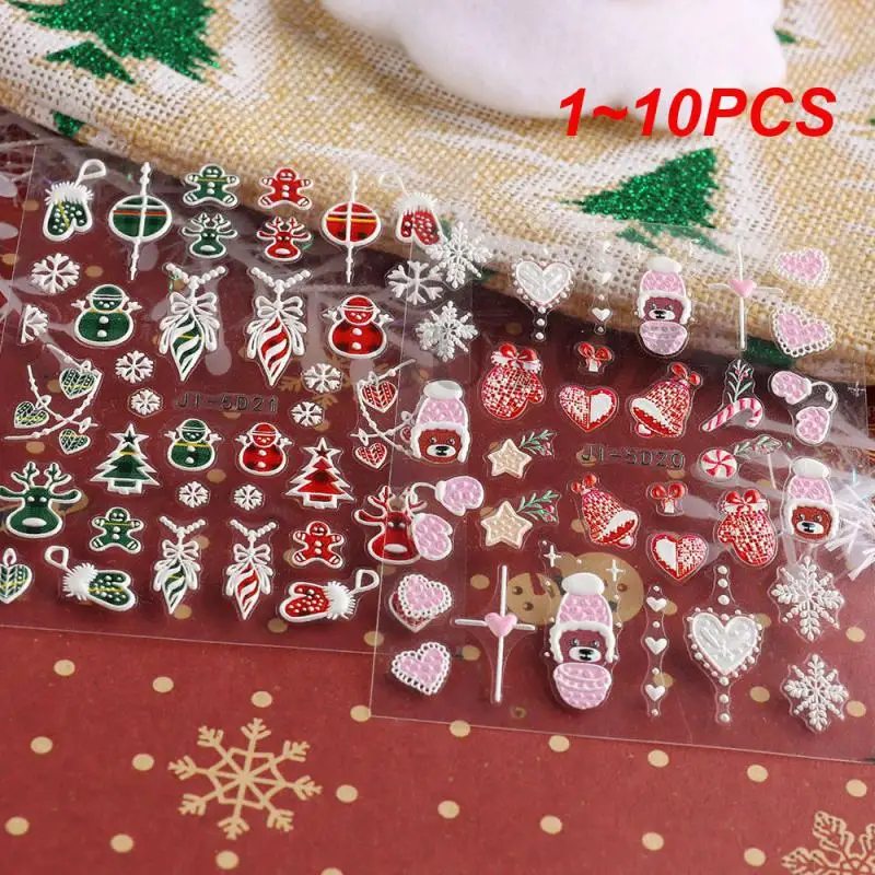 

1~10PCS 5D Nail Art Stickers Embossed Christmas Nail Art Stickers New Year's Christmas Snowflake Snowman Elk Nail Stickers Nail