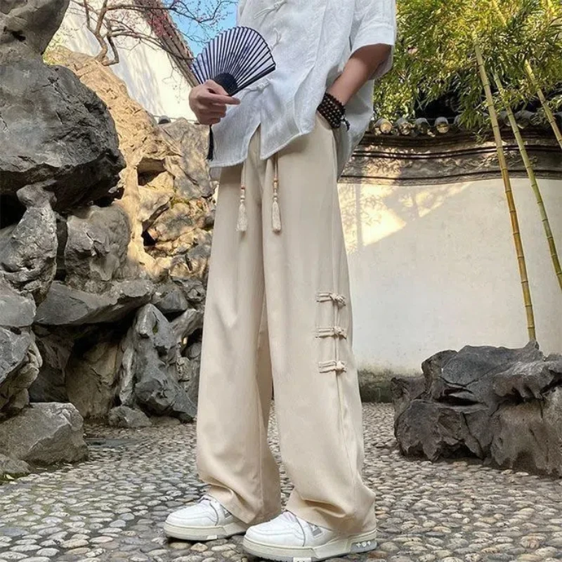 Spring Autumn Fashion Solid Color Elastic Waist Pockets Men's Clothing Chinese Style Frog Vintage Simplicity Wide Leg Trouser
Spring Autumn Fashion Solid Color Elastic Waist Pockets Men's Clothing Chinese Style Frog Vintage Simplicity Wide Leg Trouser