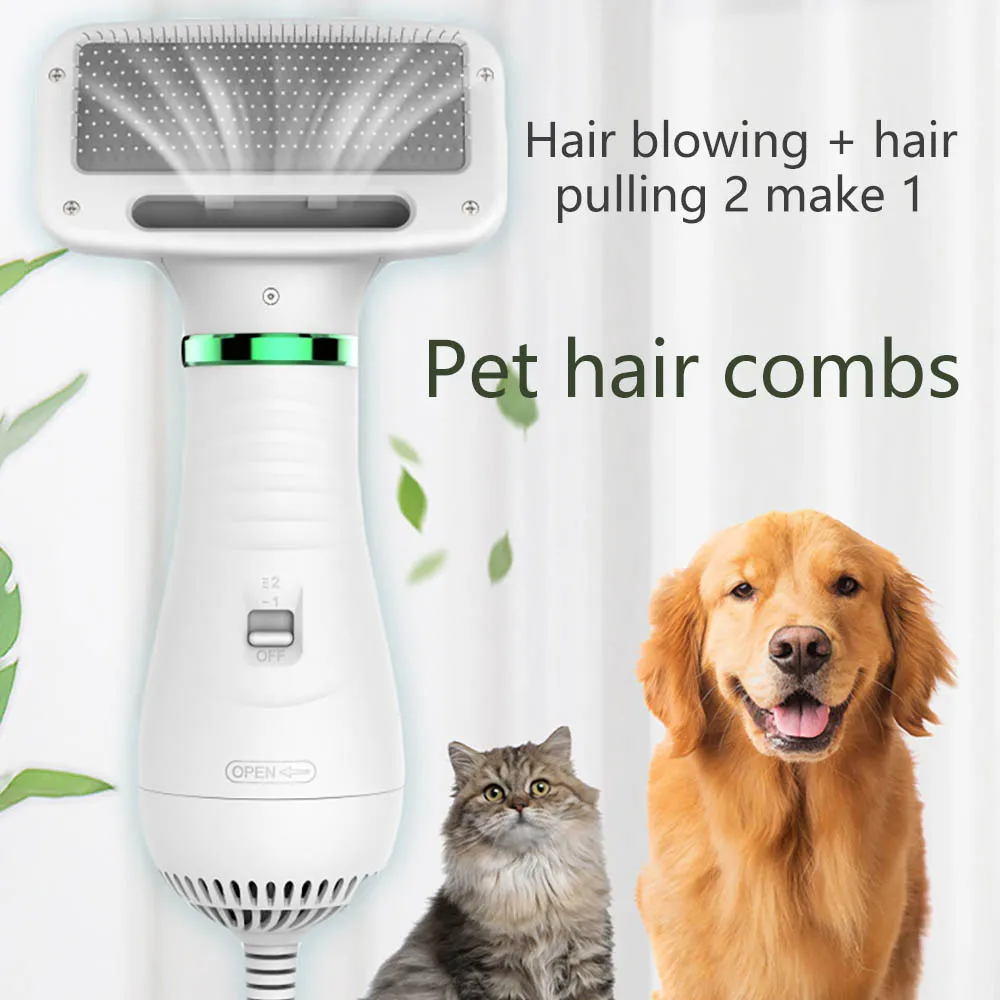 

2-In-1 Portable Pet Dog Hair Dryer Comb Brush Durable Safe Gentle Hand Dryers Steel Wire With Protection For Cats Dog Blower Hot