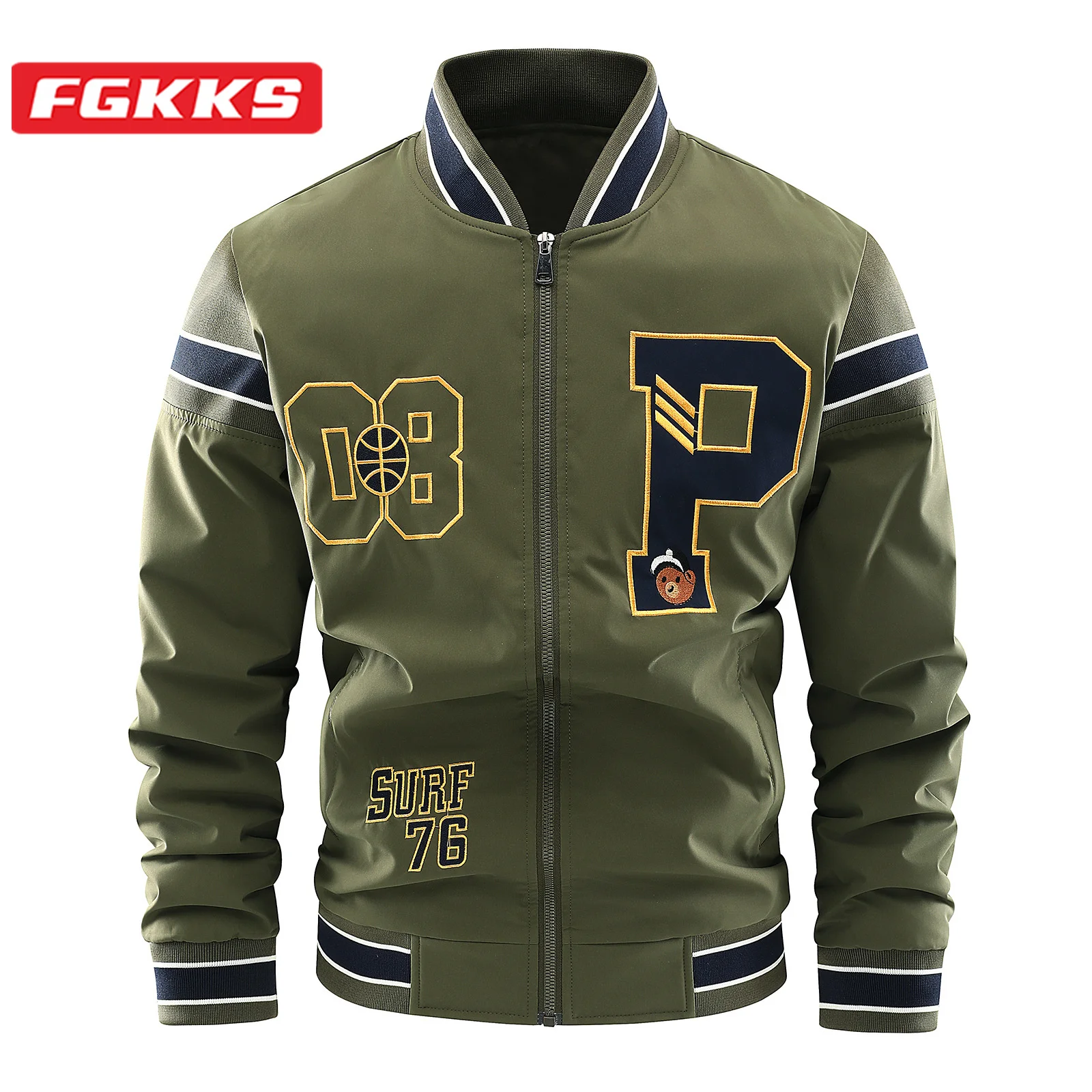 

FGKKS 2023 Outdoor Casual Jacket For Men Slim-Fit Embroidered Cotton Letter Coat High Quality Hot Selling Jacket For Men