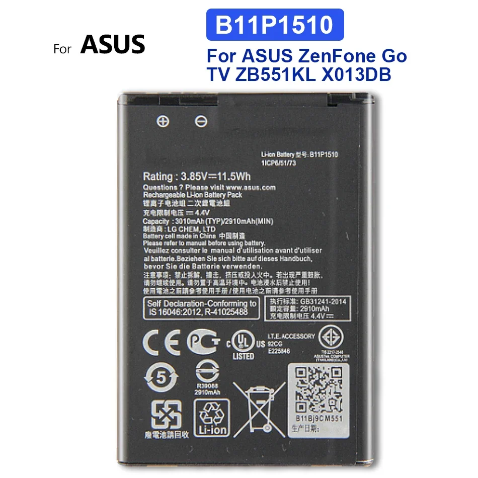 

Phone Replacement Battery For ASUS ZenFone Go TV, ZB551KL, X013DB, 3010mAh, B11P1510, B11P1510