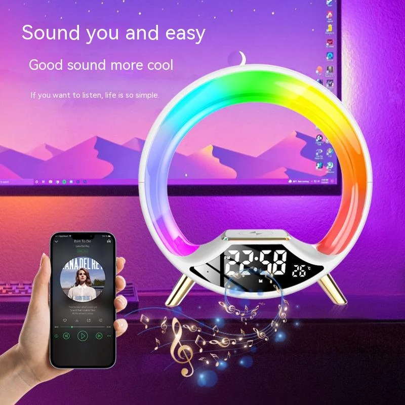 O Led Lamp 4 In 1Wireless Charger With Bluetooth Speaker Atmosphere Lamp With Clock App Control Home Decoration Bedside Lamps
O Led Lamp 4 In 1Wireless Charger With Bluetooth Speaker Atmosphere Lamp With Clock App Control Home Decoration Bedside Lamps