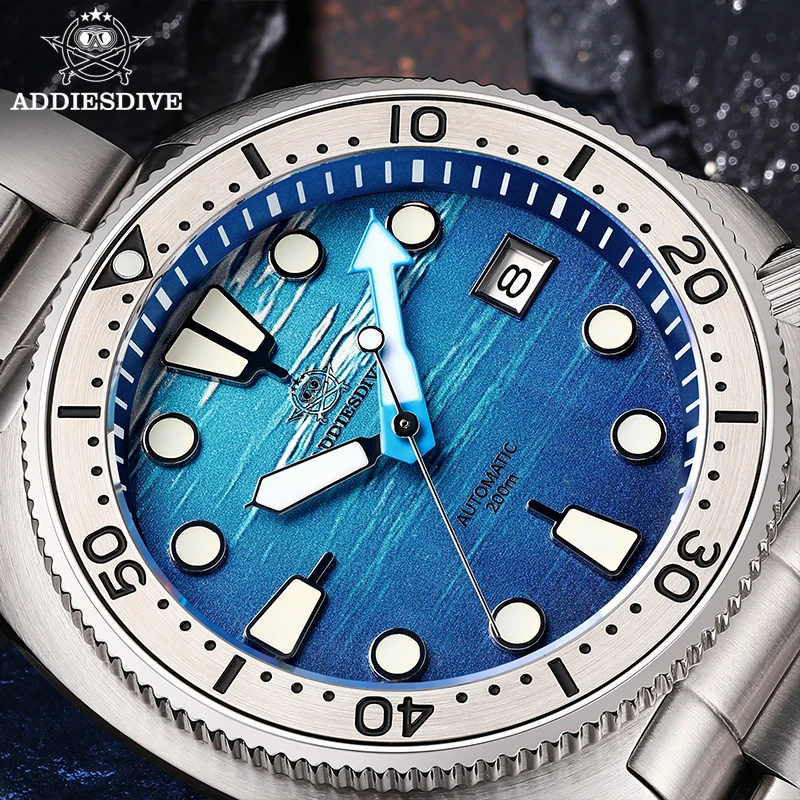 

ADDIESDIVE AD2045 Men Watch Sapphire Glass 200m Waterproof BGW9 Luminous Calendar Display NH35 Automatic Mechanical Watches