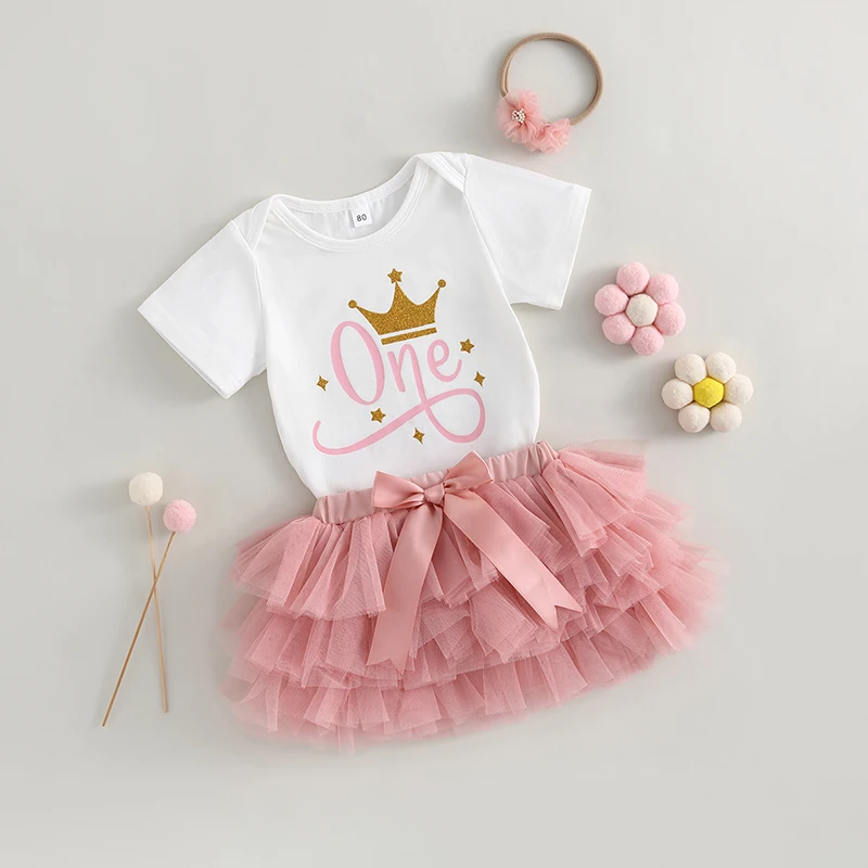 Mildsown 3Pcs Infant Baby Girls Summer Clothes Set Letter Crown Print Short Sleeve Crew Neck Romper Mesh Tutu Skirts Headband
Mildsown 3Pcs Infant Baby Girls Summer Clothes Set Letter Crown Print Short Sleeve Crew Neck Romper Mesh Tutu Skirts Headband