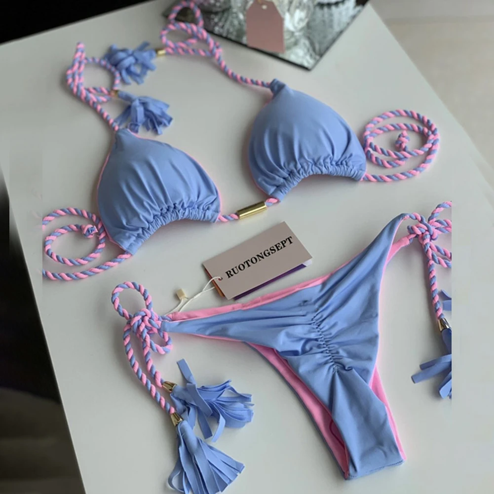 Women Sexy Swimwear Push Up Bikini Set Braided String Swimwear Ruched Thong Female Elastic Bathing Suit Boyshort
Women Sexy Swimwear Push Up Bikini Set Braided String Swimwear Ruched Thong Female Elastic Bathing Suit Boyshort