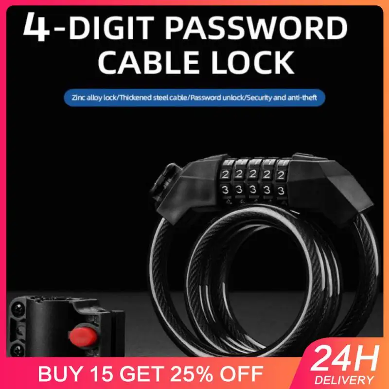 10PCS Anti-theft Bike Lock 4 Digit Code Combination Spiral Cable Bicycle Security Lock For MTB Bike Lock Bicycle Accessories
10PCS Anti-theft Bike Lock 4 Digit Code Combination Spiral Cable Bicycle Security Lock For MTB Bike Lock Bicycle Accessories