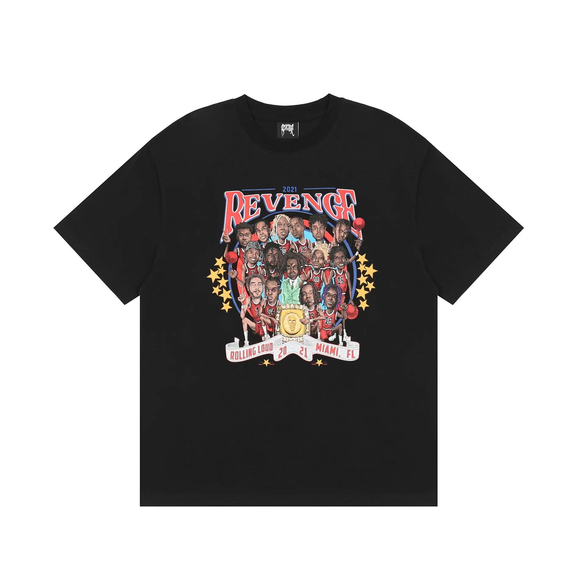 New REVENGE Miami Co branded Exclusive Basketball Boys Portrait Loose Casual Short sleeved T-shirt Men's Summer Fashion
New REVENGE Miami Co branded Exclusive Basketball Boys Portrait Loose Casual Short sleeved T-shirt Men's Summer Fashion