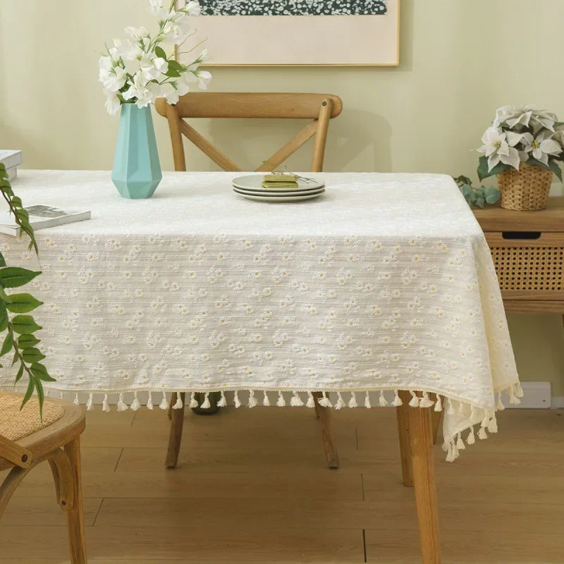 

Tablecloth with The Same Pastoral Cotton Linen Household Rectangular Table Cloth Coffee Table Cloth Fringe Photo Simplicity