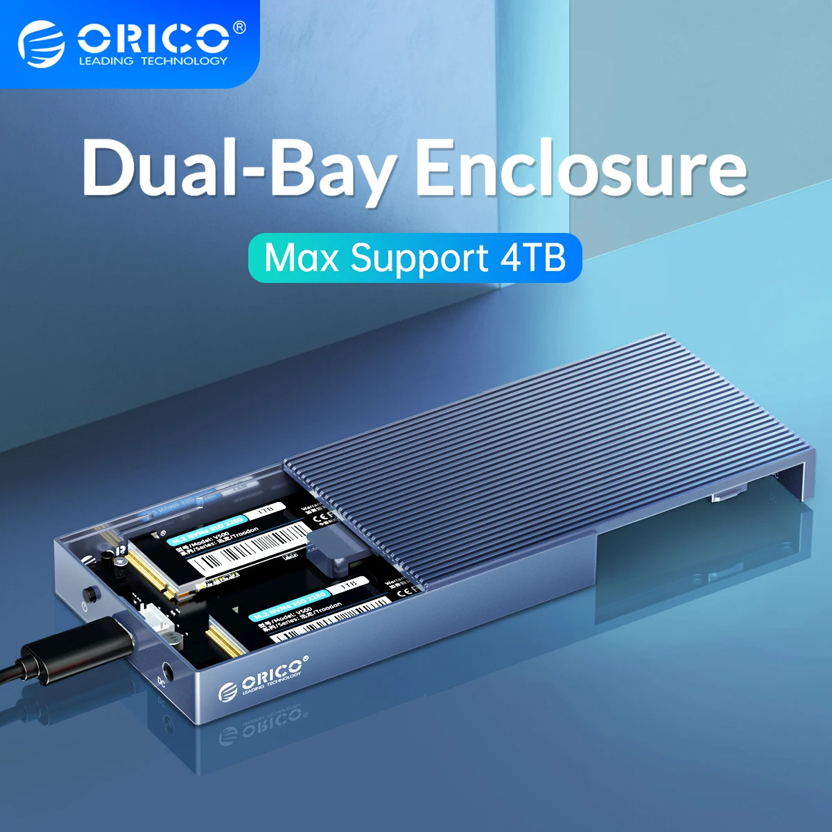 ORICO Dual Bay Aluminum M.2 NVME SSD Enclosure USB C 3.1 Gen2 10Gbps For M Key & M/B Key NVME PCIe SSD With 5V4A Power Adapter
ORICO Dual Bay Aluminum M.2 NVME SSD Enclosure USB C 3.1 Gen2 10Gbps For M Key & M/B Key NVME PCIe SSD With 5V4A Power Adapter