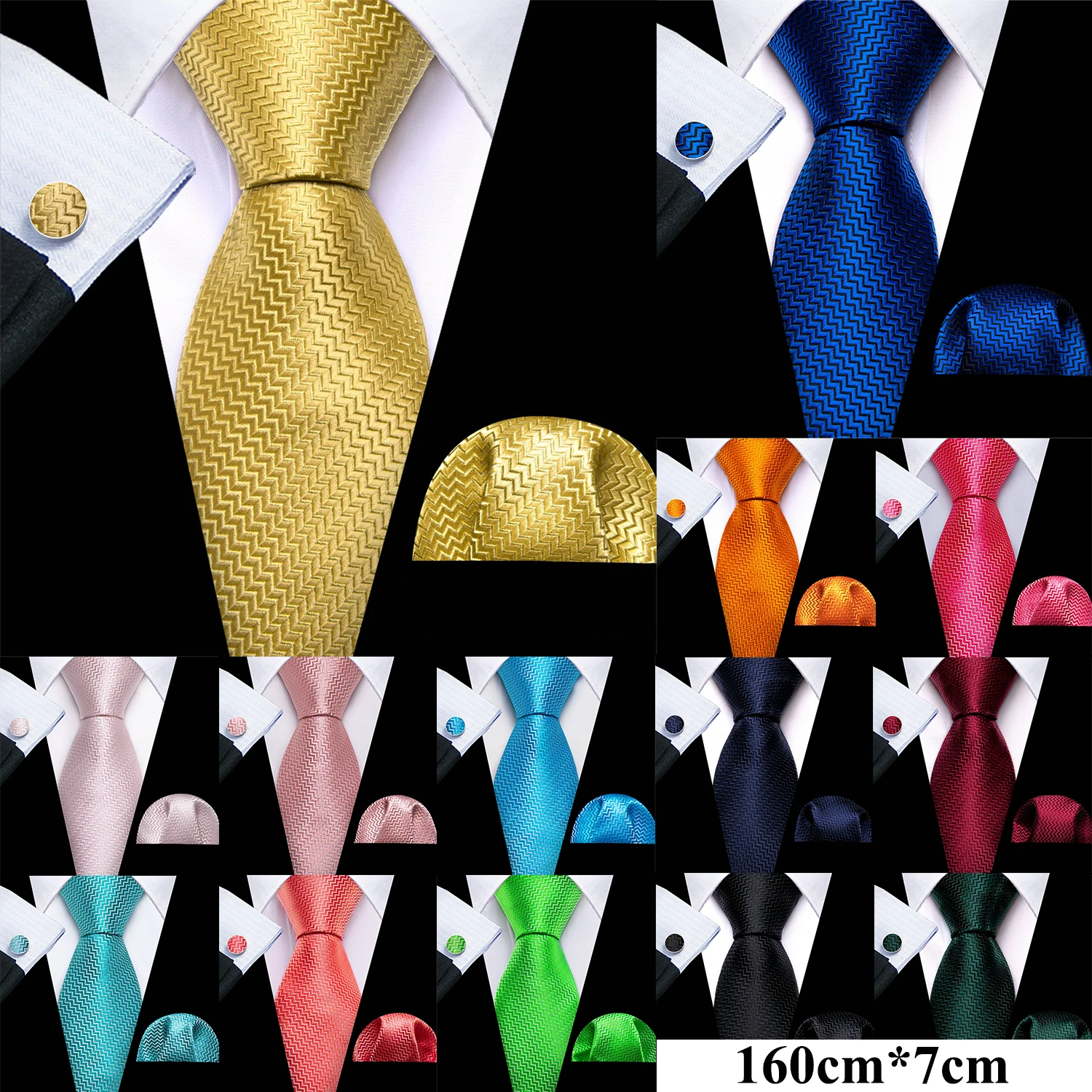 

Silk Men Tie Hanky Cufflinks Set Designer Lengthened 160CM Jacquard Necktie for Male Formal Casual Wedding Business Barry.Wang
