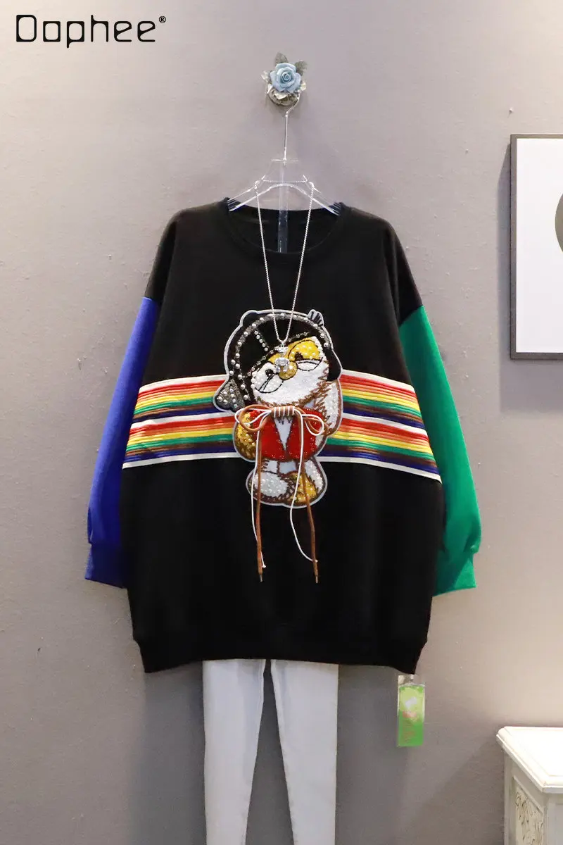 Cat Patch Round Neck Long Sleeve Mid-Length Pullover Sweater for Ladies Autumn New Simple Loose Large Size Top for Women
Cat Patch Round Neck Long Sleeve Mid-Length Pullover Sweater for Ladies Autumn New Simple Loose Large Size Top for Women