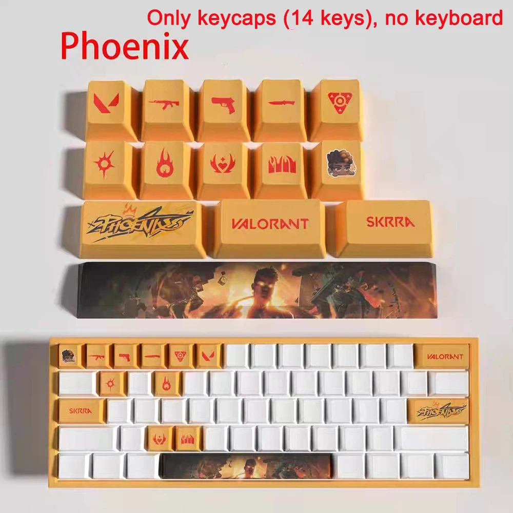 

Valorant keycaps OEM Profile 14key MINI SET PBT dye sub keycaps Phoenix Reyna Fade Neon Gekko Sage Raze New design For Mx Switch