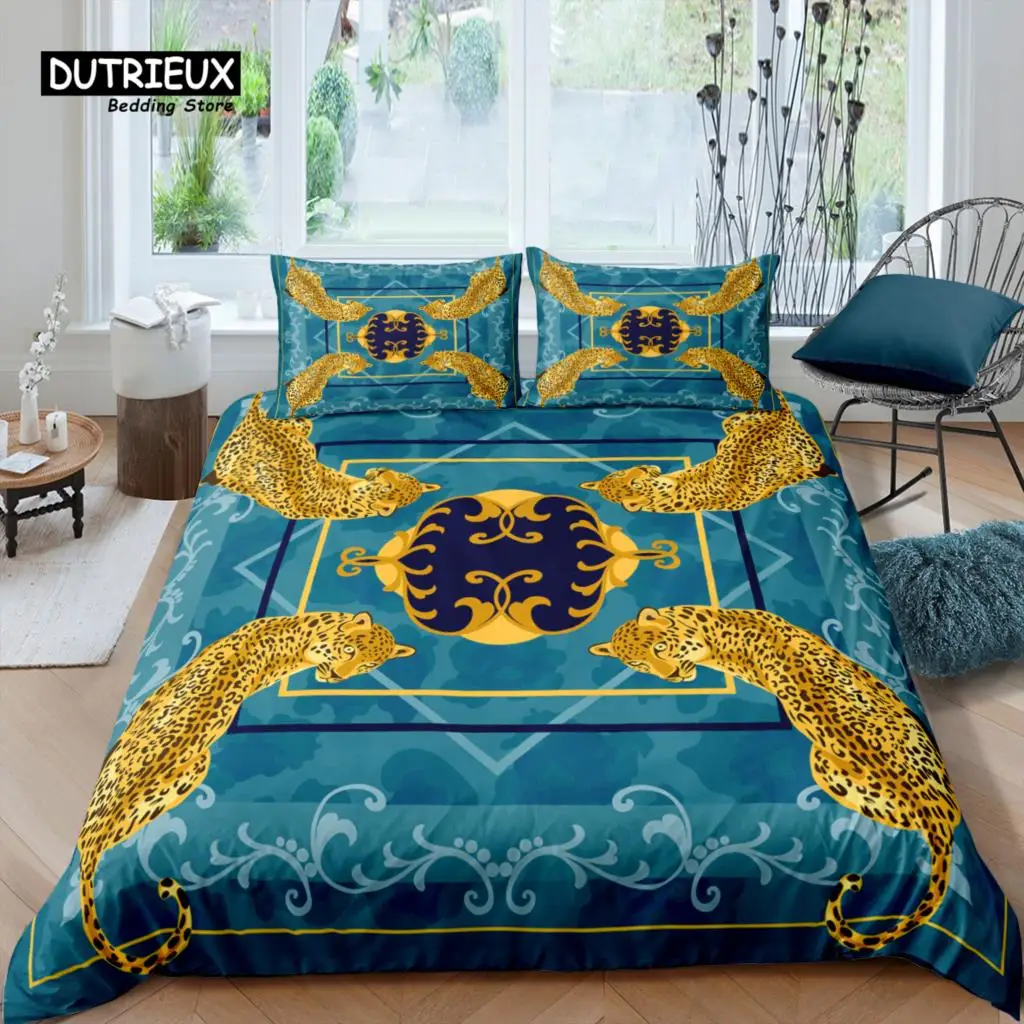 

Home Living Luxury 3D Gold Leopard Bedding Set Bohemia Duvet Cover Pillowcase Queen and King EU/US/AU/UK Size Comforter Bedding