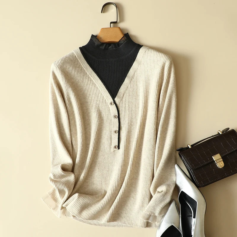 Mock Neck Fake 2 Pieces Knitted Women Sweater Pullovers Autumn Winter New 2022 Patchwork Elastic Office Lady Pulls Outwear Tops
Mock Neck Fake 2 Pieces Knitted Women Sweater Pullovers Autumn Winter New 2022 Patchwork Elastic Office Lady Pulls Outwear Tops