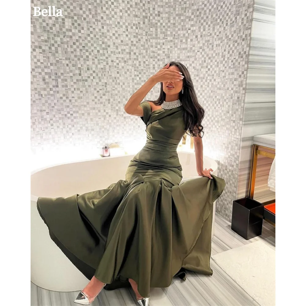 Bella Green Satin Pleats Prom Dresses Crew-neckone Mermaid Evening Dress Elegant Sleeveless Floor-Length Vestidos De Fiesta 2024
Bella Green Satin Pleats Prom Dresses Crew-neckone Mermaid Evening Dress Elegant Sleeveless Floor-Length Vestidos De Fiesta 2024