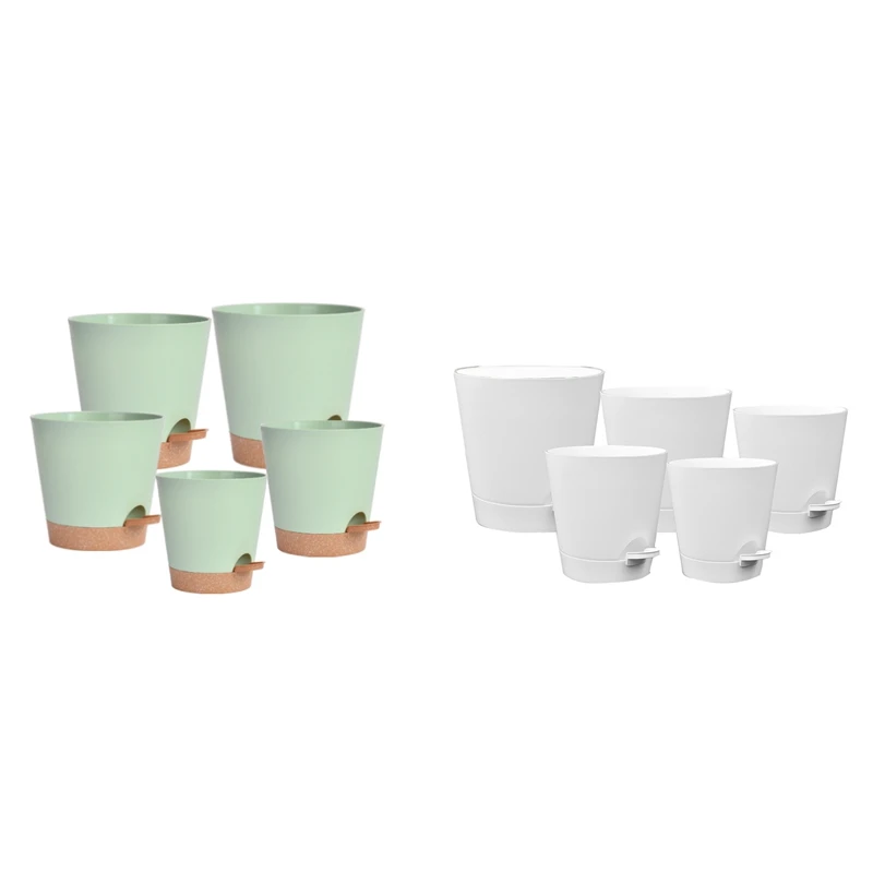 5 Pack 5 Inch Self Watering Pots For Indoor Plants, Flower Pots Planter With Drainage Holes And Wick Rope Durable Easy To Use
5 Pack 5 Inch Self Watering Pots For Indoor Plants, Flower Pots Planter With Drainage Holes And Wick Rope Durable Easy To Use
