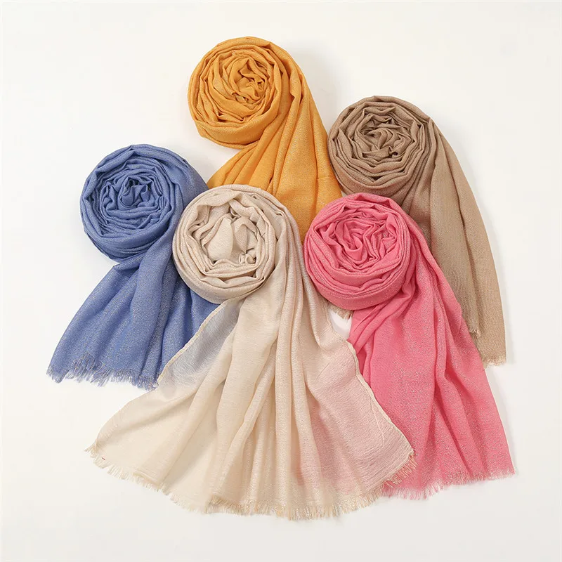 New Plain Lurex Glitter Fringe 100% Polyester Shawl Scarf Lady High Quality Wrap Neck Pashmina Stole Bufandas Muslim Hijab Sjaal
New Plain Lurex Glitter Fringe 100% Polyester Shawl Scarf Lady High Quality Wrap Neck Pashmina Stole Bufandas Muslim Hijab Sjaal