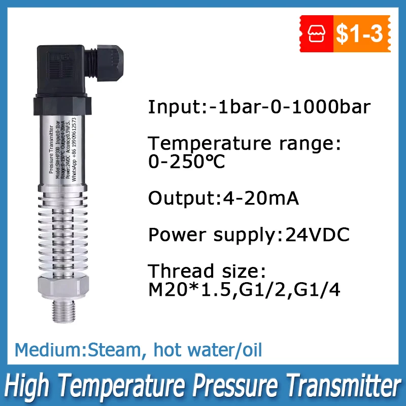 High Temperature Resistant Pressure Transmitter 0-350℃ Boiler Steam Hot Water Oil Pressure RS485 Output 1000bar Pressure Sensor
High Temperature Resistant Pressure Transmitter 0-350℃ Boiler Steam Hot Water Oil Pressure RS485 Output 1000bar Pressure Sensor