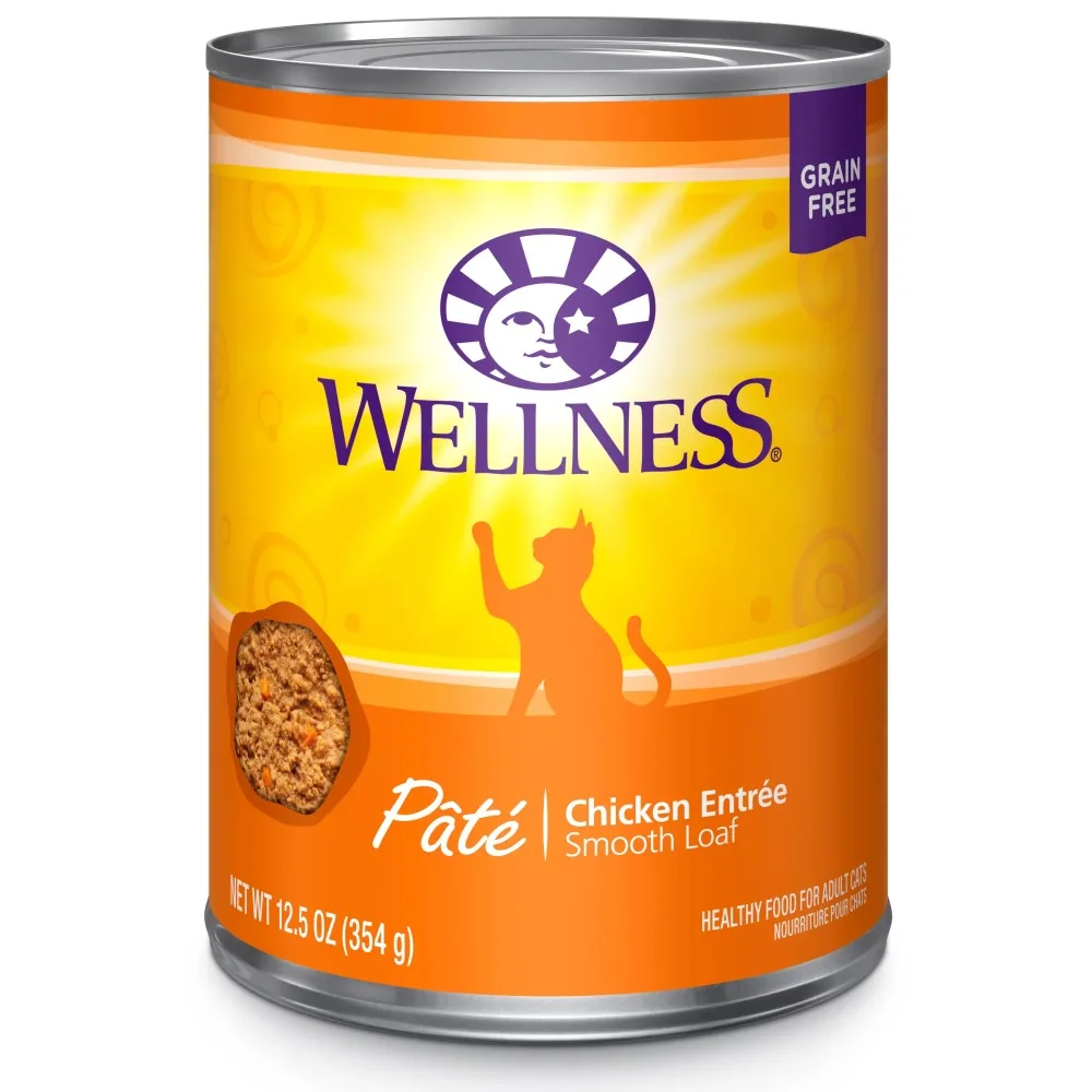 

Wellness Complete Health Grain Free Canned Cat Food, Chicken Pate, 12.5 Ounces (Pack of 12) high quality protein