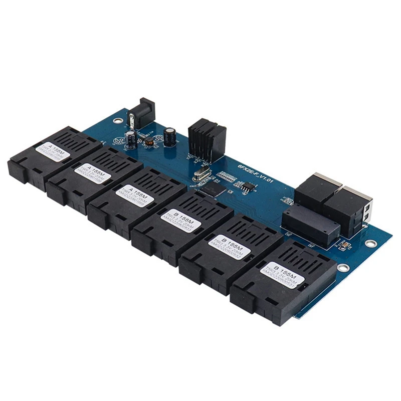 10/100M Single Mode Fiber Switch Optical Media Converter PCBA 6X155M Fiber Port 2 RJ45 Port 20KM SC Fast Ethernet Switch
10/100M Single Mode Fiber Switch Optical Media Converter PCBA 6X155M Fiber Port 2 RJ45 Port 20KM SC Fast Ethernet Switch