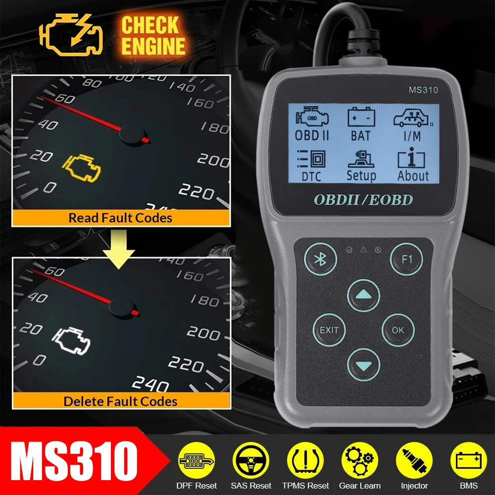 2023 New MS310 OBD2 Scanner Car Diagnostic Tool Battery Tester Car Fault Code Reader Car Engine Tester Analyzer 2.4 inch Display
2023 New MS310 OBD2 Scanner Car Diagnostic Tool Battery Tester Car Fault Code Reader Car Engine Tester Analyzer 2.4 inch Display