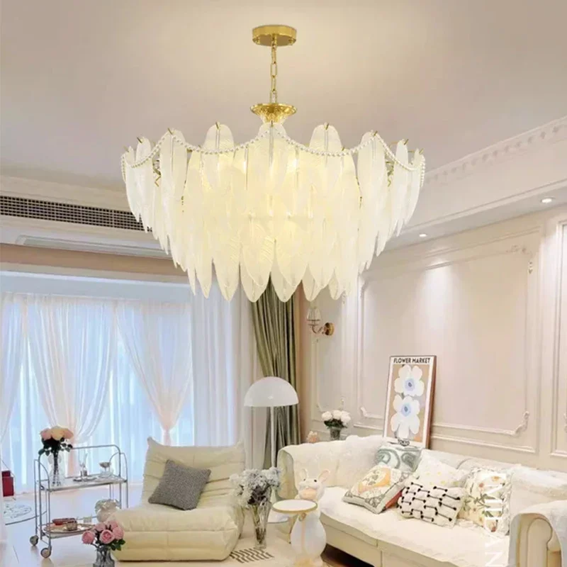 

French light luxury crystal chandelier living room light modern and simple atmosphere ceiling light home decor lamps aesthetic