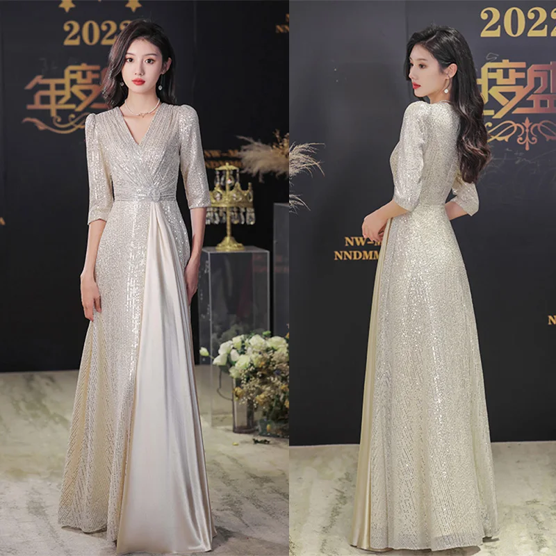 It's Yiiya New Deep V-Neck Zipper Back A-Line Sequins Half Sleeves Floor-Length Champagne Formal Dress Dress Woman Party A2893
It's Yiiya New Deep V-Neck Zipper Back A-Line Sequins Half Sleeves Floor-Length Champagne Formal Dress Dress Woman Party A2893