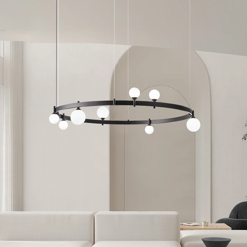 Black minimalist Nordic living room circular glass chandelier simple designer model room bedroom household dining room lamps
Black minimalist Nordic living room circular glass chandelier simple designer model room bedroom household dining room lamps
