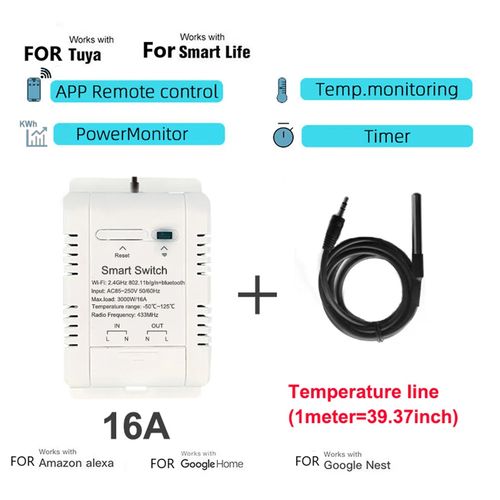 Temperature Switch Sensor 96x45x31 Mm ABS APP Remote Control FOR Tuya Rf433 Thermostat Monitor Sensor TYTHE-D1
Temperature Switch Sensor 96x45x31 Mm ABS APP Remote Control FOR Tuya Rf433 Thermostat Monitor Sensor TYTHE-D1