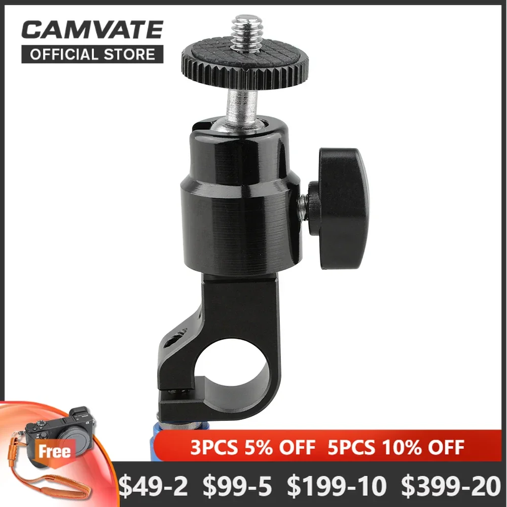 CAMVATE 15mm Rod Clamp With 360° Swivel Ball Head Mount & 1/4"-20 Male Thread For Monitor,Video Light,Flash,Microphone Mounting
CAMVATE 15mm Rod Clamp With 360° Swivel Ball Head Mount & 1/4"-20 Male Thread For Monitor,Video Light,Flash,Microphone Mounting