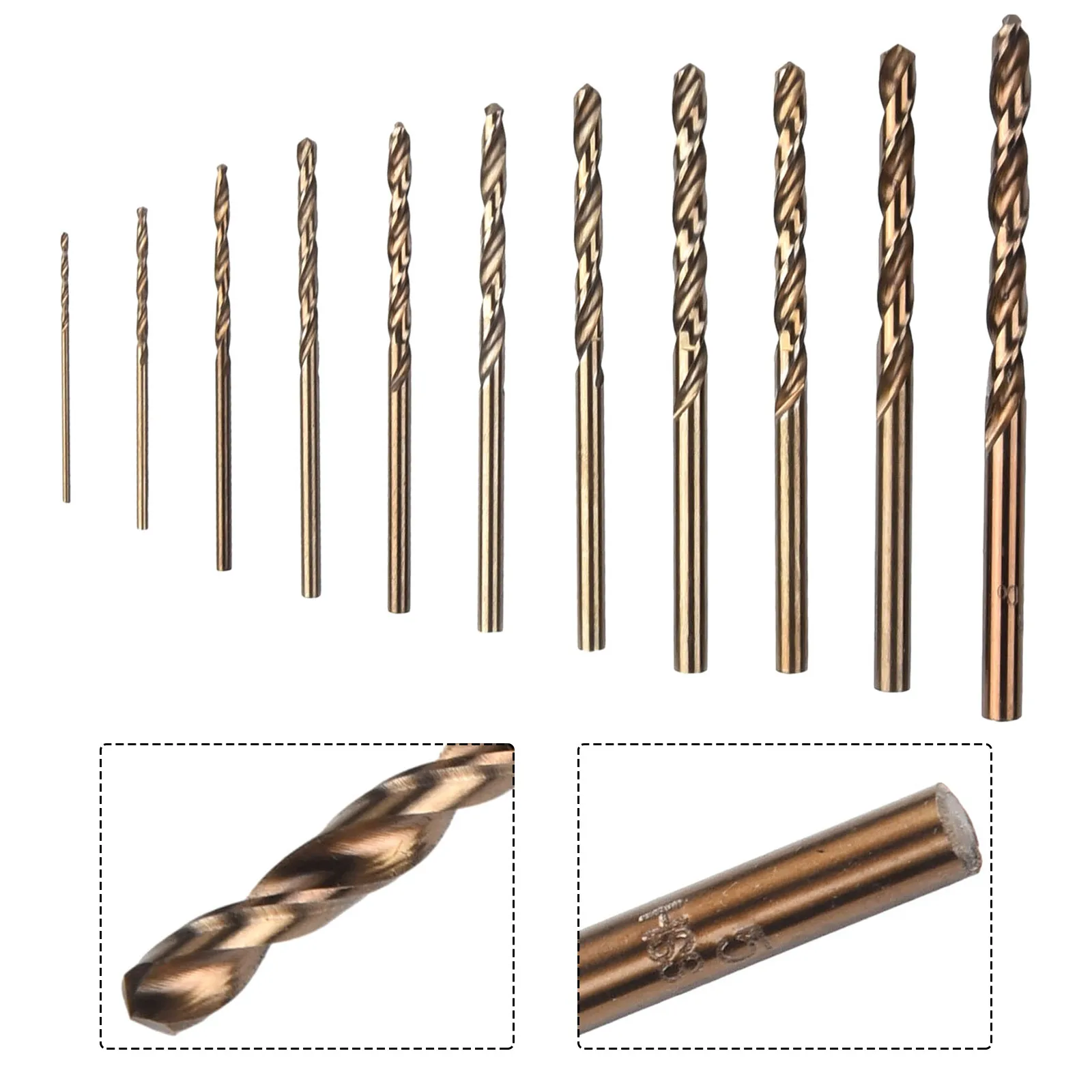HSS M35 Cobalt Round Shank Drill Bit Set for Stainless Steel Drilling 11 Pieces with 135 Degree Split Point Tip
HSS M35 Cobalt Round Shank Drill Bit Set for Stainless Steel Drilling 11 Pieces with 135 Degree Split Point Tip