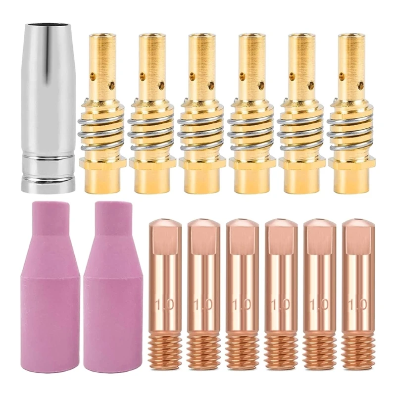 15Pcs Welding Torch Consumables 1.0mm Contact Tips Gas Ceramic Nozzle for AK15 MB15 MIG Welding Torch R7UA
15Pcs Welding Torch Consumables 1.0mm Contact Tips Gas Ceramic Nozzle for AK15 MB15 MIG Welding Torch R7UA