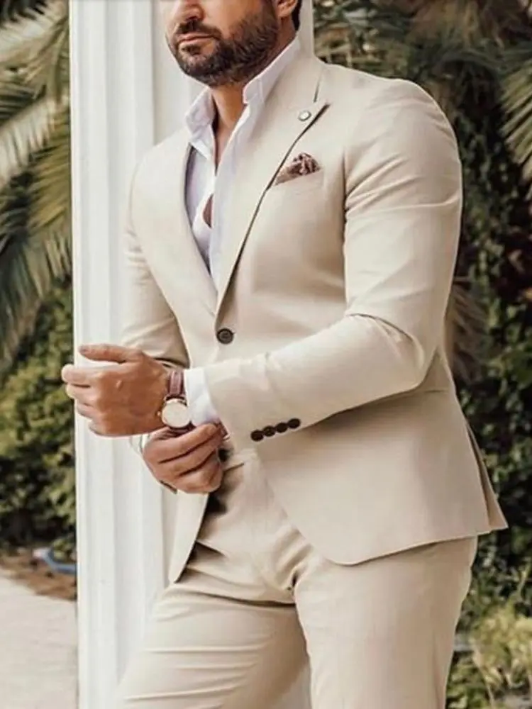 Beige Wedding Tuxedos Groom Wear Blazer Business Men Suits Latest Design 2 Pieces Blazer Masculino Jacket Pants Costume Homme
Beige Wedding Tuxedos Groom Wear Blazer Business Men Suits Latest Design 2 Pieces Blazer Masculino Jacket Pants Costume Homme