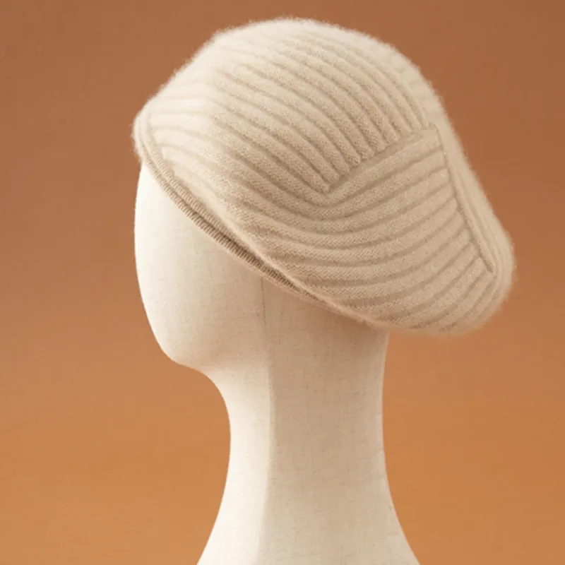 

Winter Women 100% Cashmere Berets French Artist Style Warm Hat Retro Plain Beret Solid Color Elegant Lady All Matched Autumn Cap