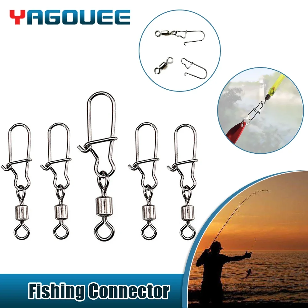 50PCS Fishing Connector Pin Bearing Stainless Steel Rolling Fishing Hook Accessories Fishing Lure Hook Swivels Tackle with Snap
50PCS Fishing Connector Pin Bearing Stainless Steel Rolling Fishing Hook Accessories Fishing Lure Hook Swivels Tackle with Snap