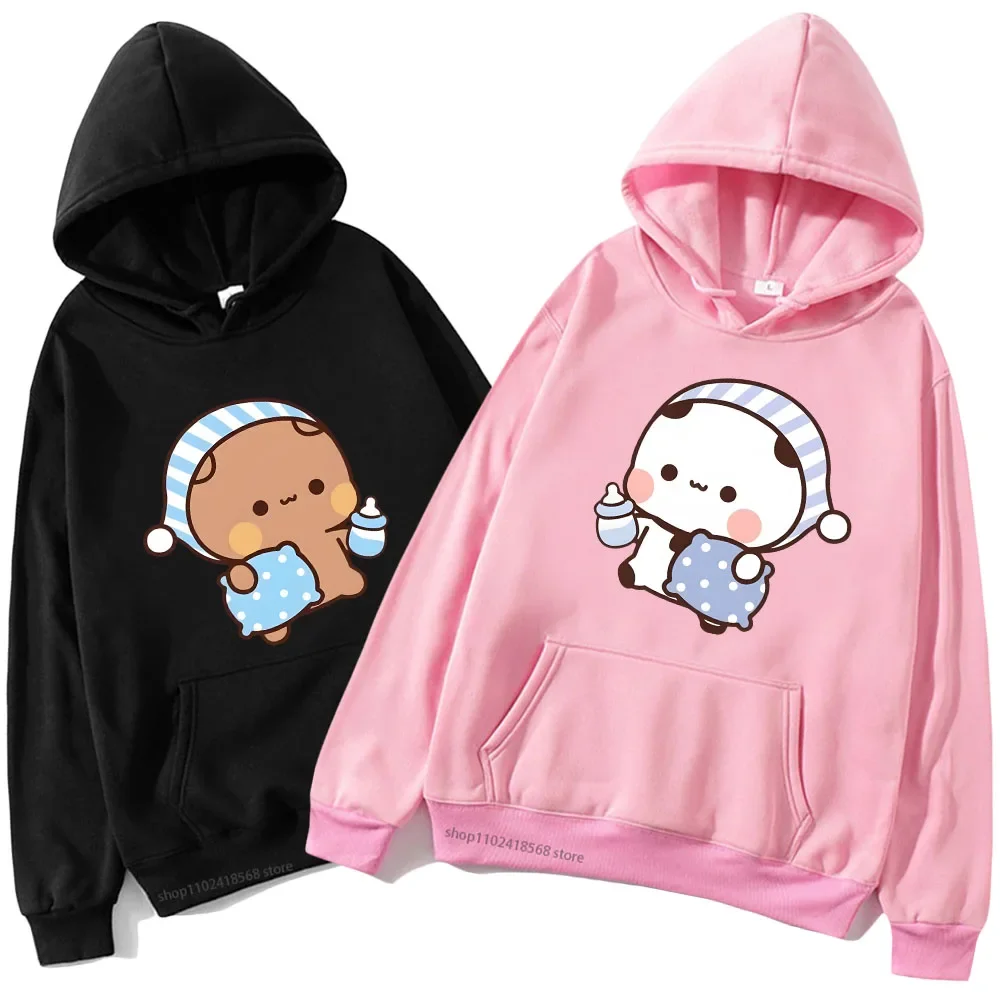 

Couple Hoodies Kawaii Cute BuBu Panda Going To Sleep with DuDu Bear Graphic Sweatshirt Men Women Clothes Long Sleeve Pullover