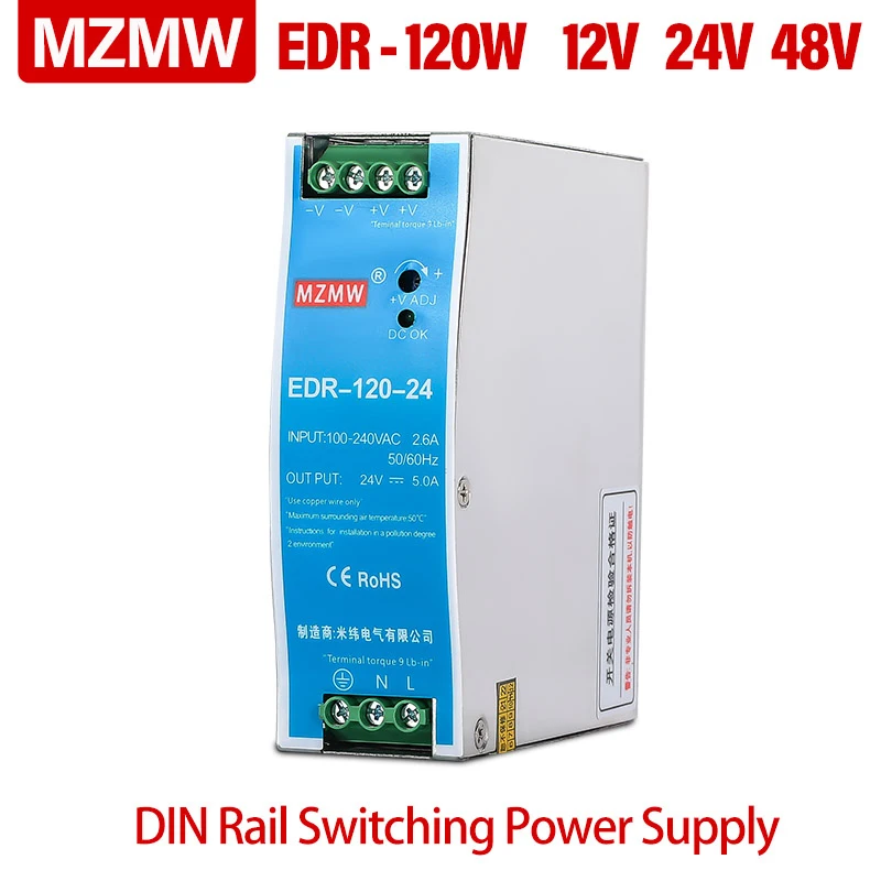 

Импульсный источник питания MZMW 120 Вт на DIN-рейке 12 В 10 А 24 В 5 А 48 в а вольт переменного/постоянного тока, одинарный выходной промышленный телефон