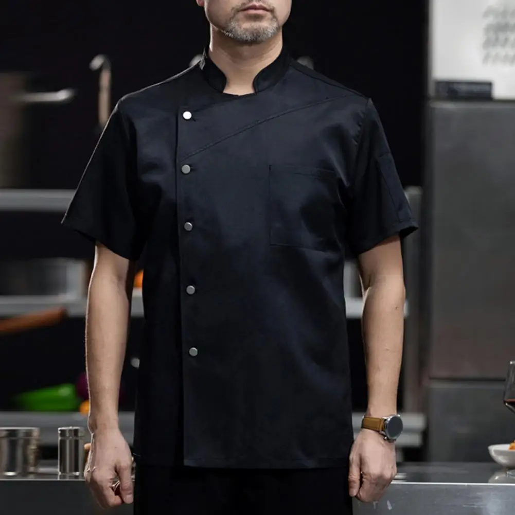 

Chef Uniform Single-breasted Short Sleeve Chef Shirt Breathable Bakery Restaurant Kicthen Cook Shirt Catering Service Jacket