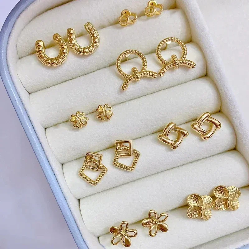 

Серьги из настоящего 18-каратного золота для женщин, простые модные серьги AU750 в новом стиле, изысканная бижутерия, подарок для друзей