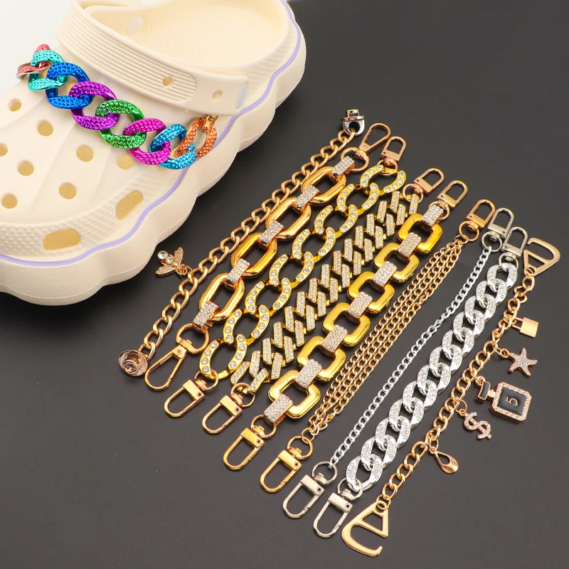 2 PCS Alloy Shoe Charms Chains Fashion Cool Punk Metal Style Chain DIY for Sandals Clog Accessories Shoe Decoration for Women
2 PCS Alloy Shoe Charms Chains Fashion Cool Punk Metal Style Chain DIY for Sandals Clog Accessories Shoe Decoration for Women