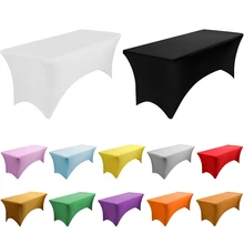 TECHOME 4/5/6/8/10FT Stretch Rectangle Tablecloth Cocktail Banquet Table Cover Spandex Table Cloth Wedding Party for Hotel Home TECHOME 4/5/6/8/10FT Stretch Rectangle Tablecloth Cocktail Banquet Table Cover Spandex Table Cloth Wedding Party for Hotel Home