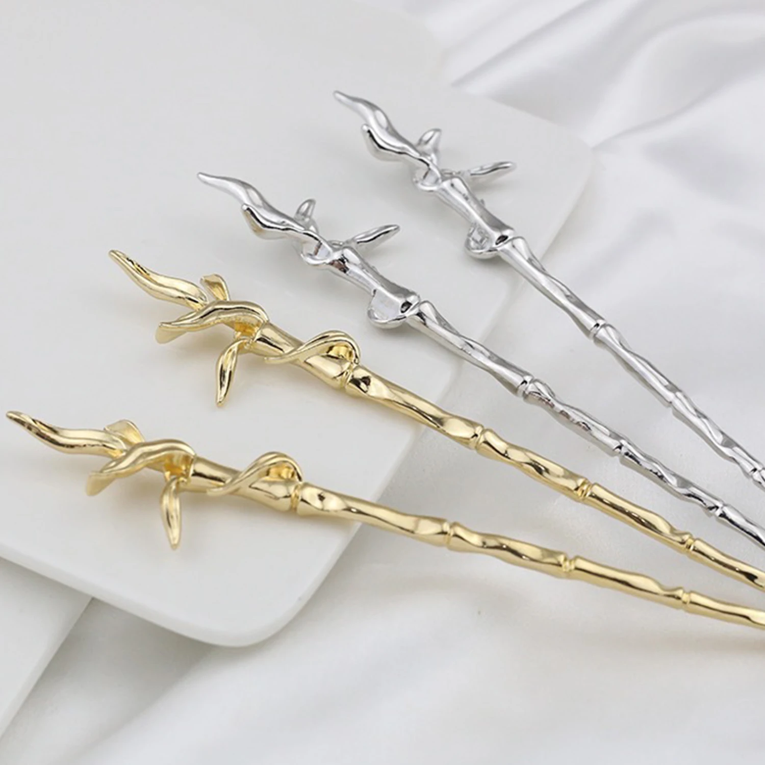 

Chinese Hair Sticks Bamboo Shaped Metal Hairpins Girls Hanfu Party Hair Accessories Vintage Hair Bun Forks Chopsticks Jewelry